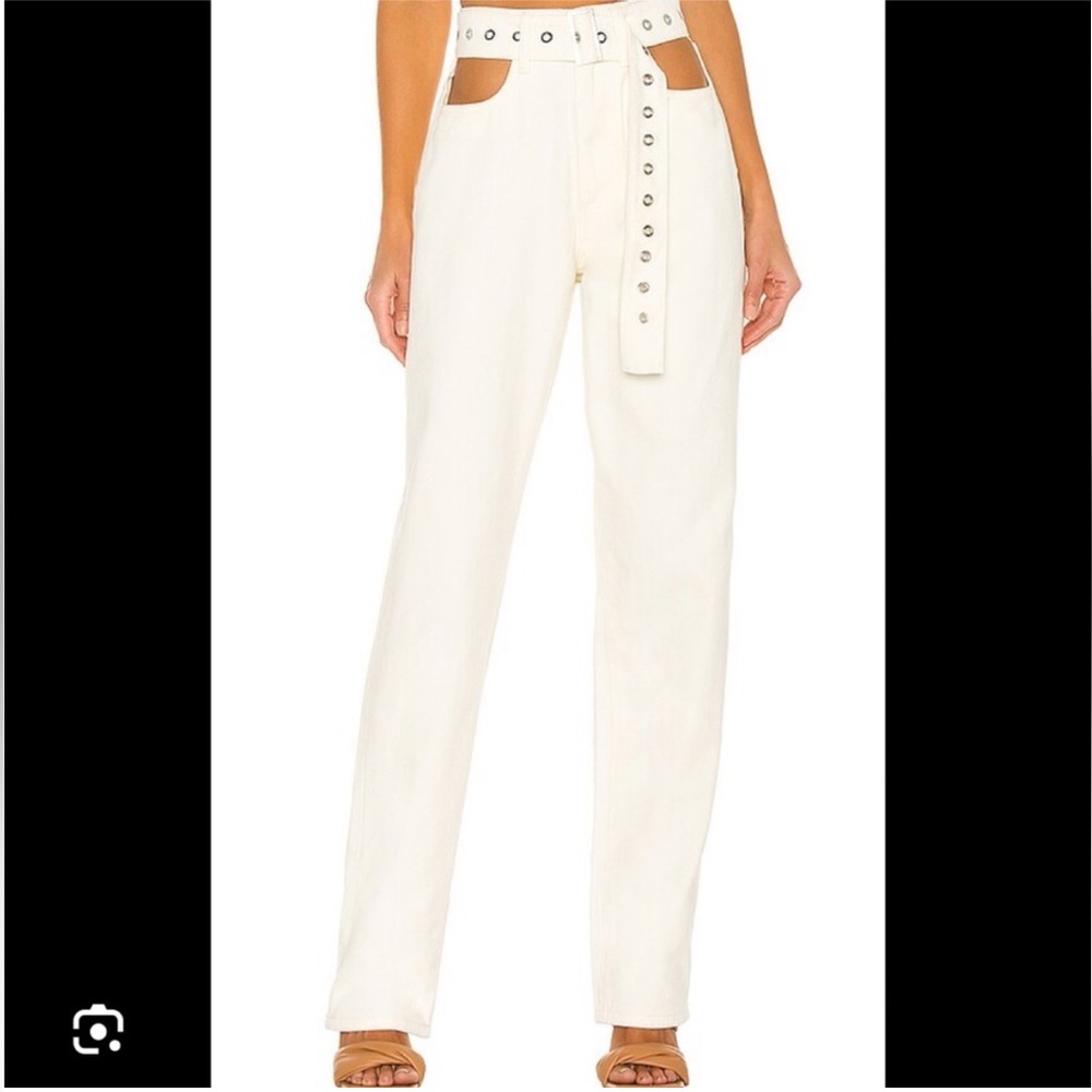 WeWoreWhat, High Rise Cut Out Jeans, Size 26, Off-White